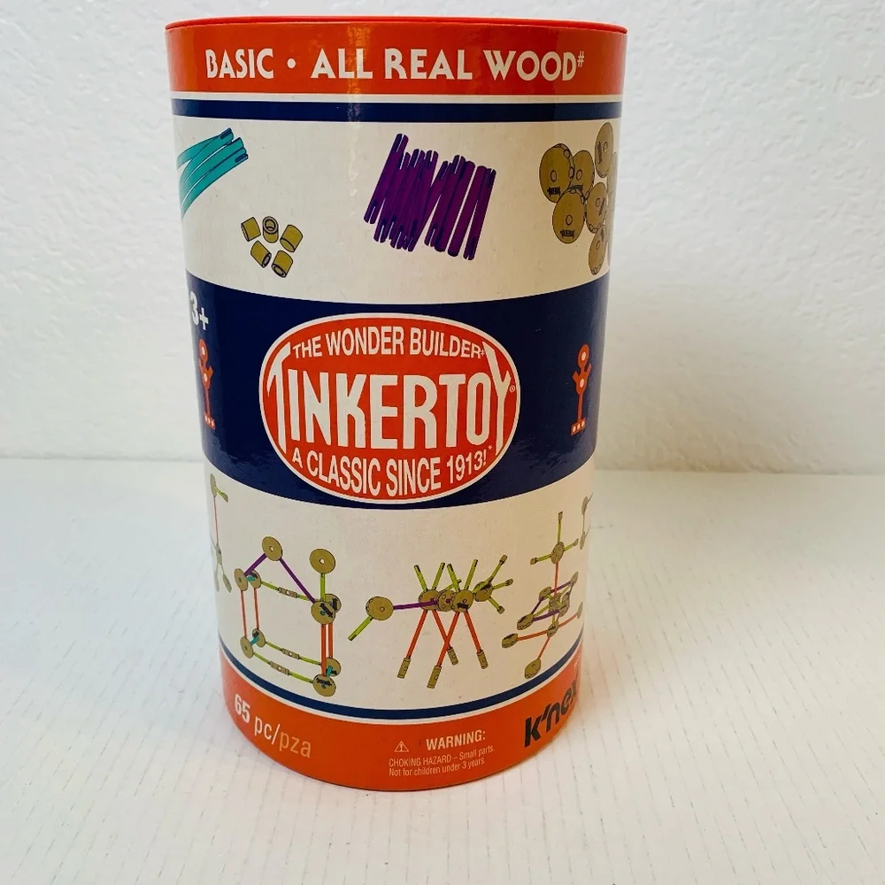 K'nex Tinkertoy 65 Pieces Complete Wood NEW Building Toy Boys Girls Unisex